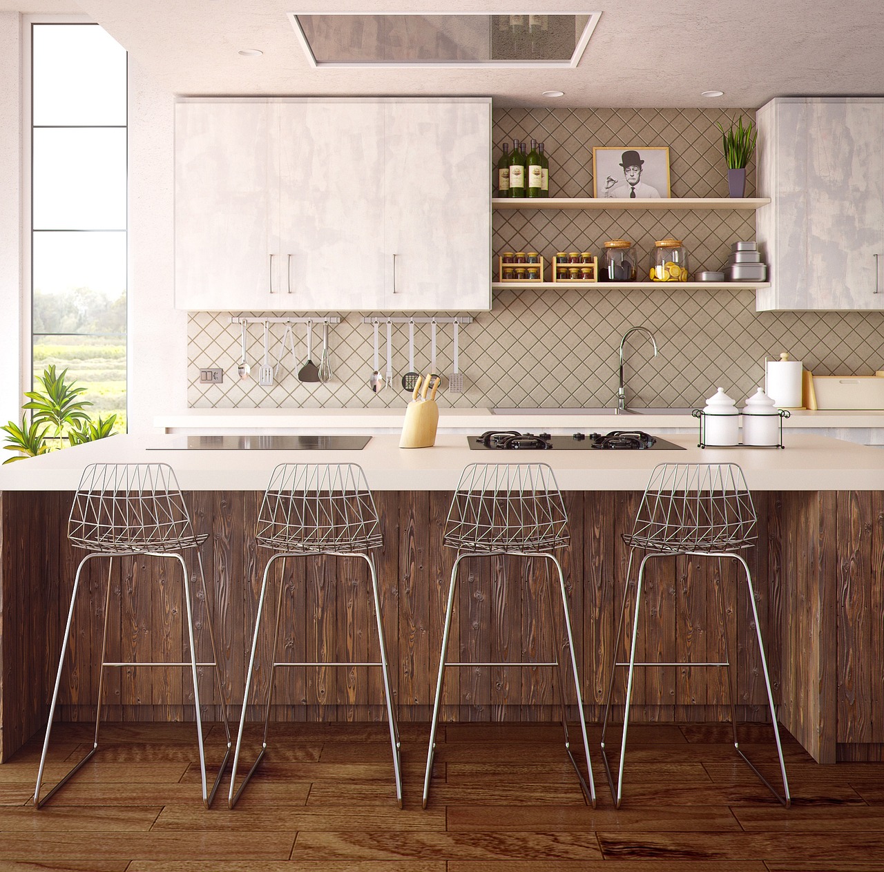 Modern kitchen renovation with white cabinets